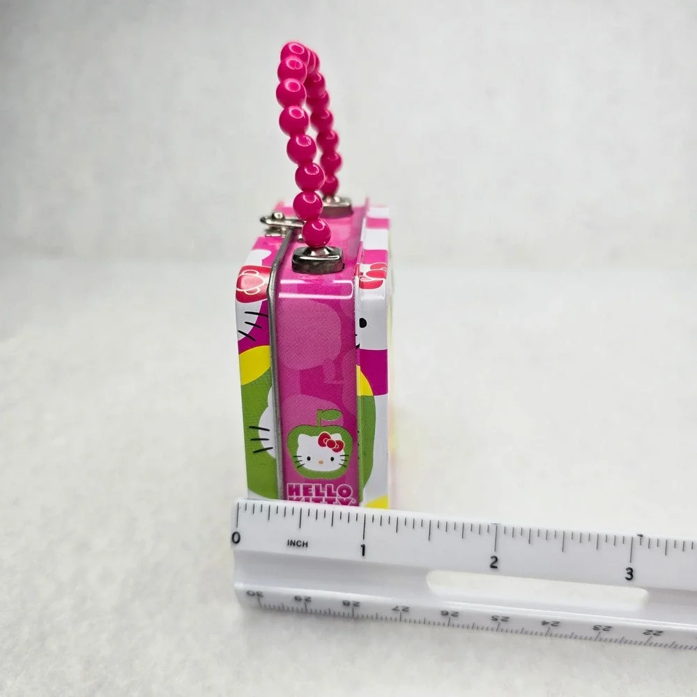 Hello Kitty Mini Purse Tin Box Bead Handle Button Magnets Sanrio 2010 2012